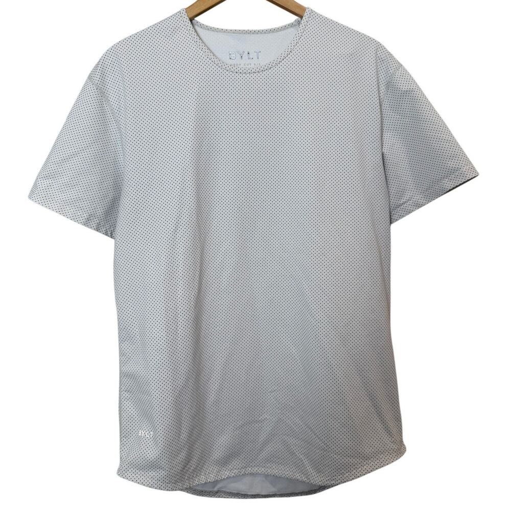 Bylt White Blue Polka Dot Cotton Drop Cut Lux Short Sleeve Men Small